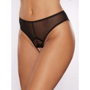 Allure Lingerie Blushing melnas pērļu biksītes ar šķēlumu